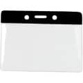 Horizontal clear badge holder with a black colored bar at the top