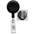 Black badge reel with clear strap and belt clip