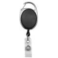 Black carabiner badge reel with clear vinyl strap