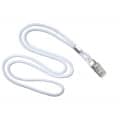 White  Lanyard with Nickel Plated Steel Bulldog Clip