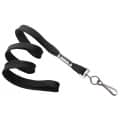 Black flat braid lanyard with swivel J-hook clip