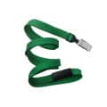 Green 3/8\\" Flat Braid Breakaway Lanyard w/ Bulldog Clip