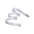 White 3/8" Flat Braid Breakaway Lanyard w/ Bulldog Clip