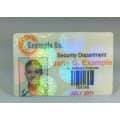 Sample ID card with hologram seals, barcode, photo, and text for Security Department