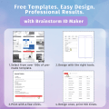Brainstorm ID Maker template workflow showing select, design, print, and batch print steps