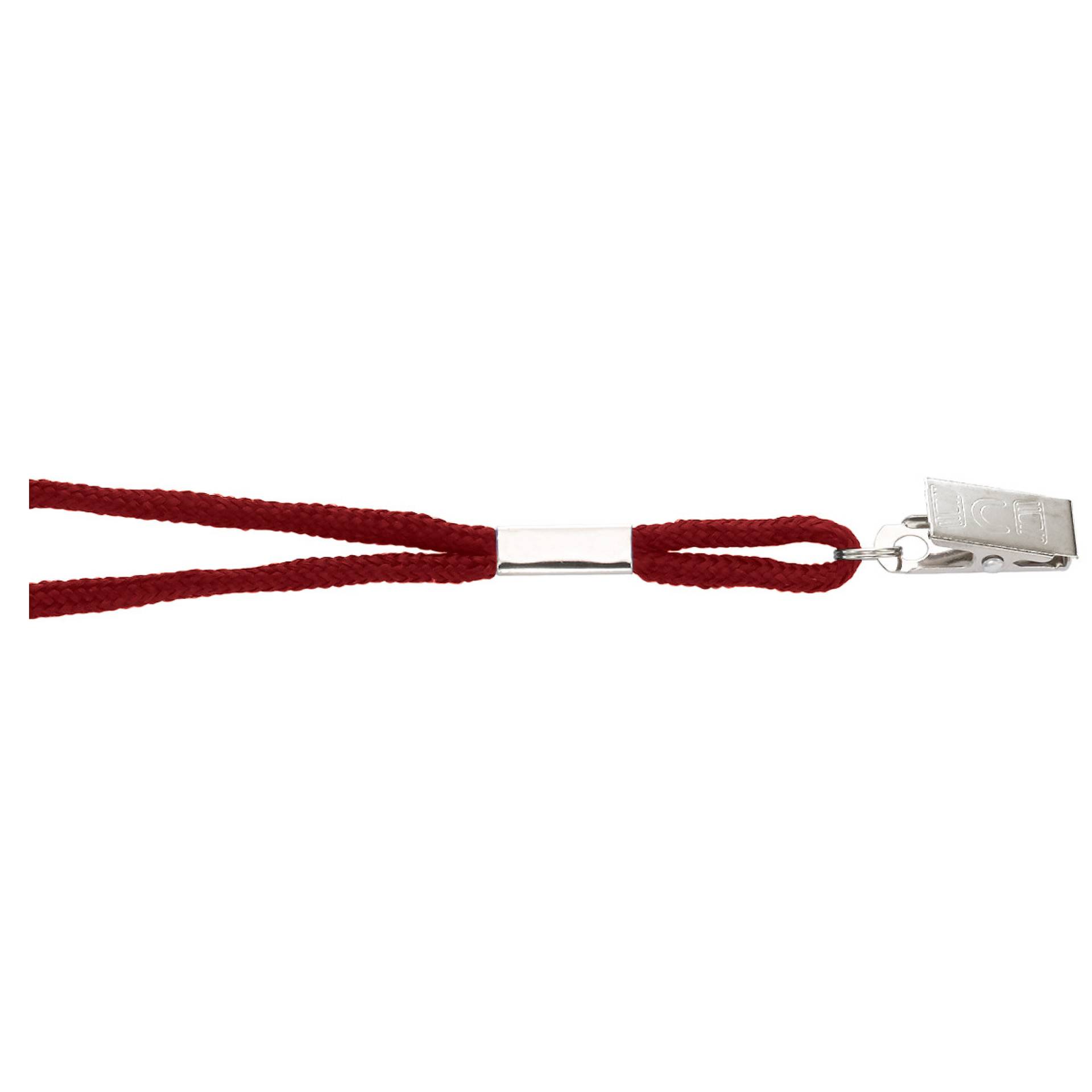 Red  Lanyard with Nickel Plated Steel Bulldog Clip