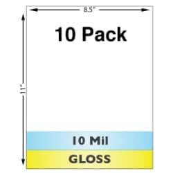 10 Mil Gloss Full Sheet Laminate - 10 Pack