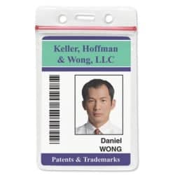 Vertical Resealable Badge Holder w/ Slot & Chain Holes