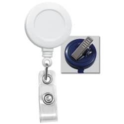Badge Reel with Strap & Swivel Spring Clip - White
