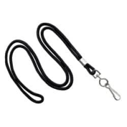 1/8" Round Lanyard with Swivel J-Hook - Black