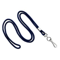 1/8" Round Lanyard with Swivel J-Hook - Navy Blue