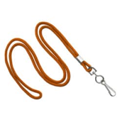 1/8" Round Lanyard with Swivel J-Hook - Orange