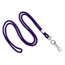 1/8" Round Lanyard with Swivel J-Hook - Purple