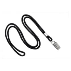 1/8" Round Lanyard with Bulldog Clip - Black