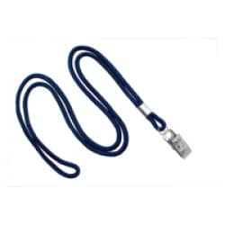 1/8" Round Lanyard with Bulldog Clip - Navy Blue
