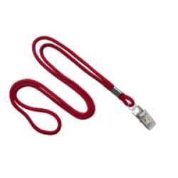 1/8" Round Lanyard with Bulldog Clip - Red