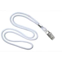 1/8" Round Lanyard with Bulldog Clip - White