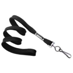 3/8" Flat Braid Lanyard with Swivel J-Hook - Black