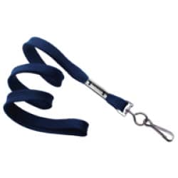 3/8" Flat Braid Lanyard with Swivel J-Hook - Navy Blue