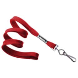 3/8" Flat Braid Lanyard with Swivel J-Hook - Red