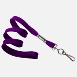 3/8" Flat Braid Lanyard with Swivel J-Hook - Purple