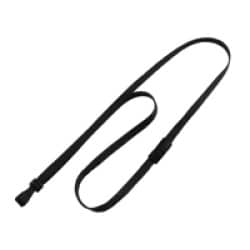 3/8" Flat Braid Breakaway Lanyard w/ Wide Plastic Hook - Black