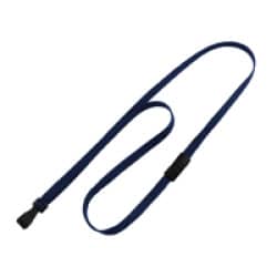 3/8" Flat Braid Breakaway Lanyard w/ Wide Plastic Hook - Navy Blue