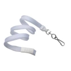 3/8" Flat Braid Breakaway Lanyard w/ Swivel J-Hook - White