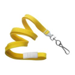 3/8" Flat Braid Breakaway Lanyard w/ Swivel J-Hook - Yellow