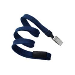3/8" Flat Braid Breakaway Lanyard w/ Bulldog Clip - Navy Blue