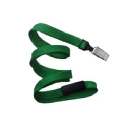 3/8" Flat Braid Breakaway Lanyard w/ Bulldog Clip - Green