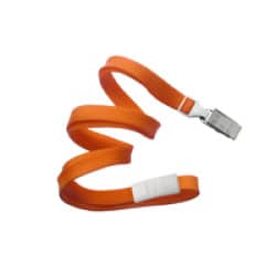 3/8" Flat Braid Breakaway Lanyard w/ Bulldog Clip - Orange