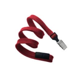 3/8" Flat Braid Breakaway Lanyard w/ Bulldog Clip - Red
