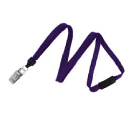 3/8" Flat Braid Breakaway Lanyard w/ Bulldog Clip - Purple