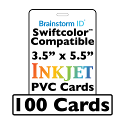 100 Conference Badge Size Inkjet PVC Cards (3.5 x 5.5 inch) w/ 1 Slot - For SwiftColor SCC-4000D / Canon CX-G6400 Large Format Printers