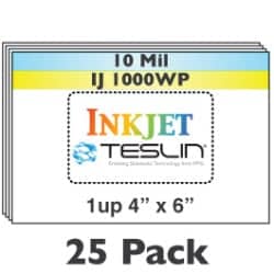 Inkjet Teslin 1-Up Perforated 4" x 6" Sheets - 25 Pack