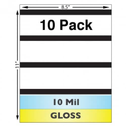 10 Mil Gloss w/ 1/2" HiCo Mag Stripe Full Sheet Laminate - 10 Pack