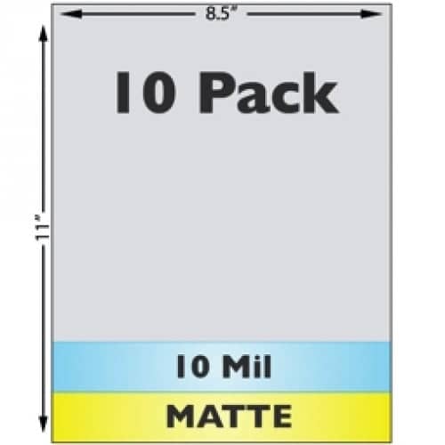 10 Mil Matte Full Sheet Laminate - 10 Pack