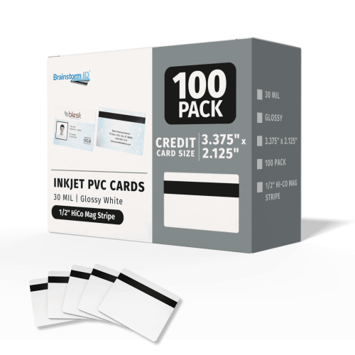 100 Inkjet PVC Cards (30 mil) with HiCo Mag Stripe