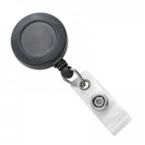Badge Reel with Strap & Belt Clip - Gray
