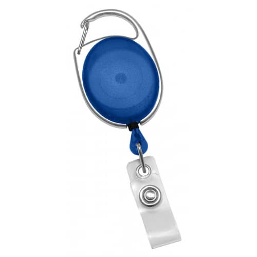 Carabiner Badge Reel with Clear Vinyl Strap - Blue