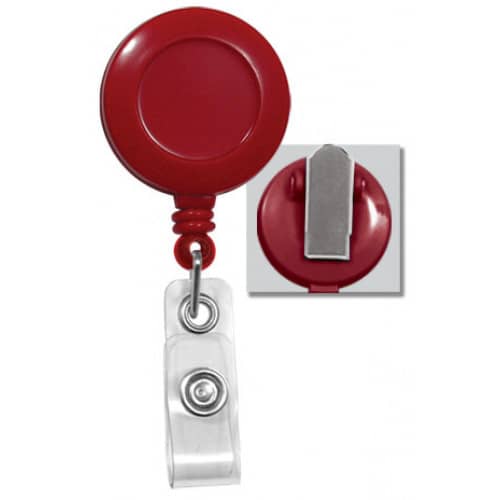 Badge Reel with Strap & Swivel Spring Clip - Red