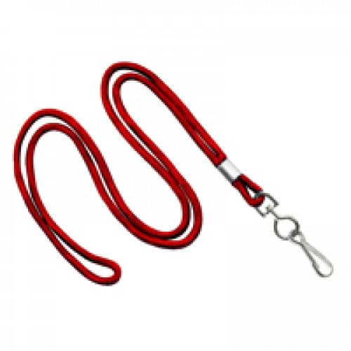 1/8" Round Lanyard with Swivel J-Hook - Red