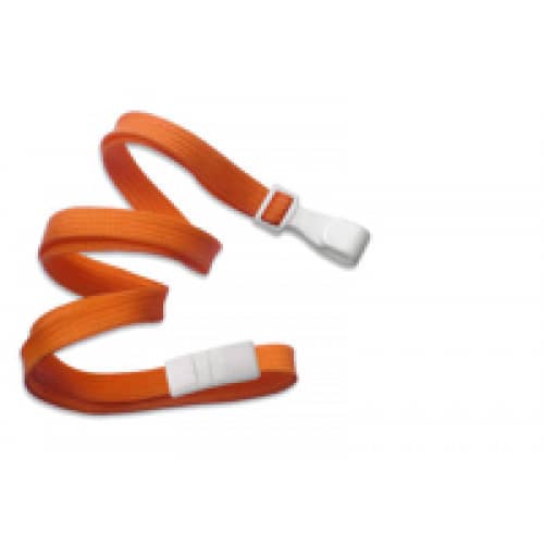 3/8" Flat Braid Breakaway Lanyard w/ Wide Plastic Hook - Orange