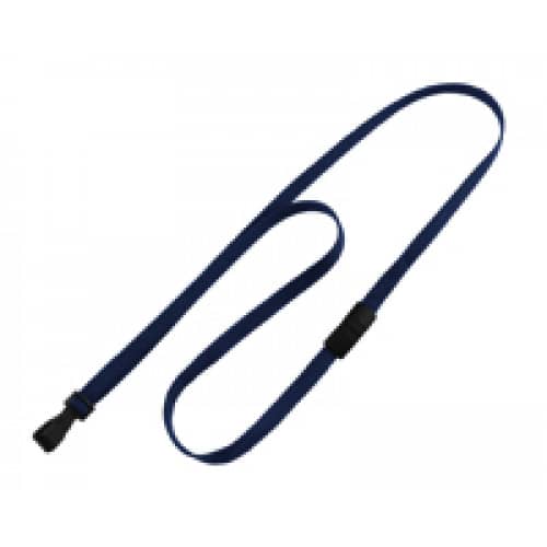 3/8" Flat Braid Breakaway Lanyard w/ Wide Plastic Hook - Navy Blue