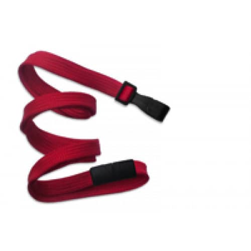 3/8" Flat Braid Breakaway Lanyard w/ Wide Plastic Hook - Red