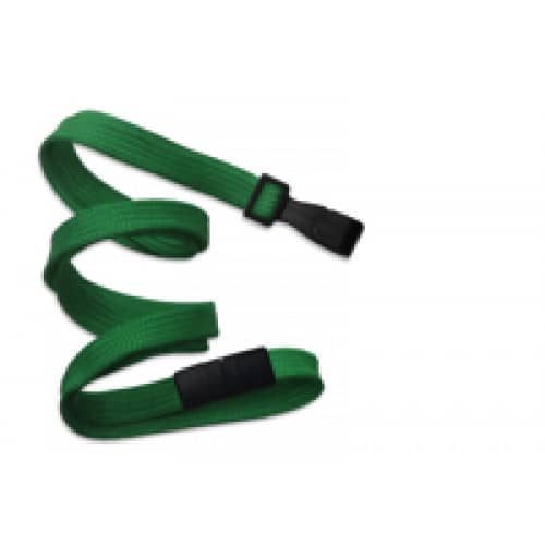 3/8" Flat Braid Breakaway Lanyard w/ Wide Plastic Hook - Green