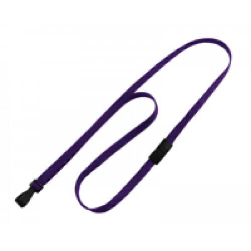 3/8" Flat Braid Breakaway Lanyard w/ Wide Plastic Hook - Purple