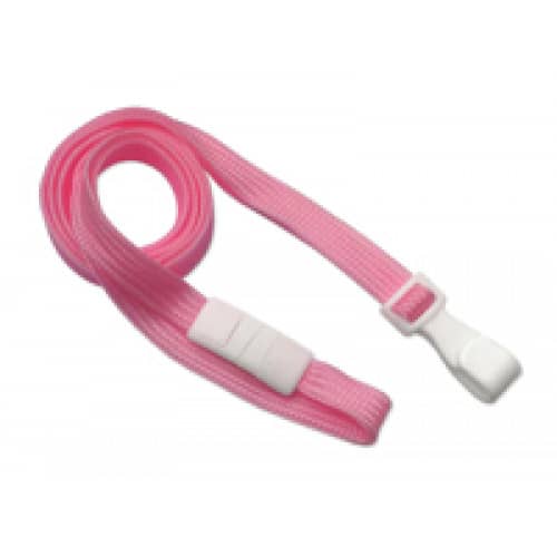 3/8" Flat Braid Breakaway Lanyard w/ Wide Plastic Hook - Pink