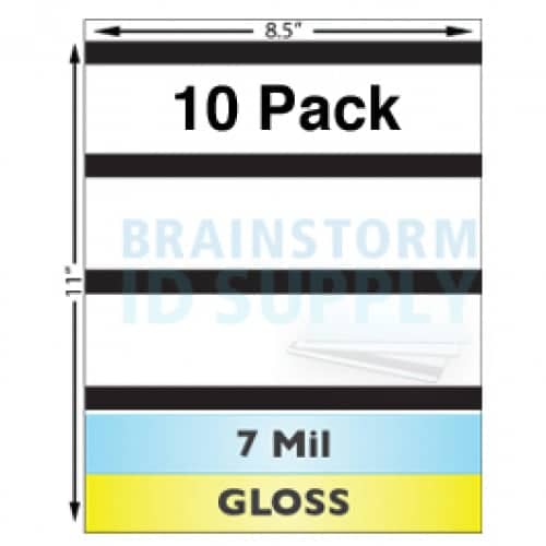 7 Mil Gloss w/ 1/2" HiCo Mag Stripe Full Sheet Laminate - 10 Pack